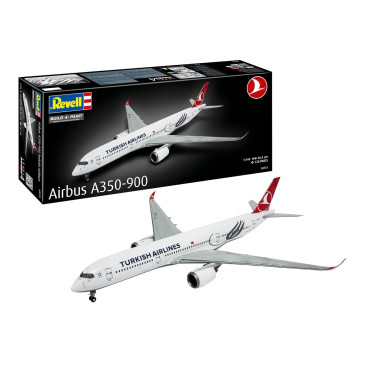 KIT PARA MONTAR REVELL AVIÃO AIRBUS A350-900 TURKISH AIRLINES 1/144 120 PEÇAS REV 03773